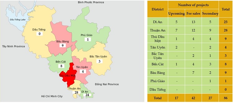 Binh Duong property project map
